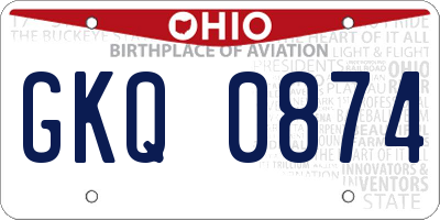 OH license plate GKQ0874