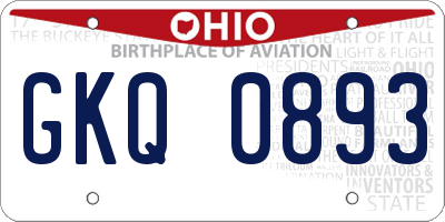 OH license plate GKQ0893