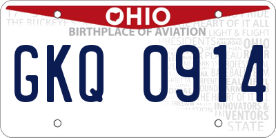 OH license plate GKQ0914