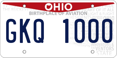 OH license plate GKQ1000