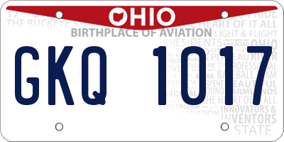 OH license plate GKQ1017