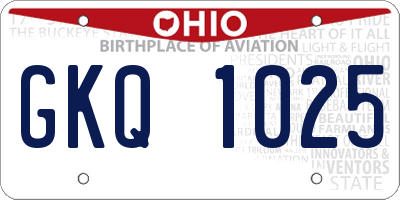 OH license plate GKQ1025
