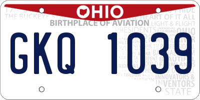 OH license plate GKQ1039