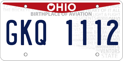 OH license plate GKQ1112