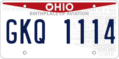 OH license plate GKQ1114