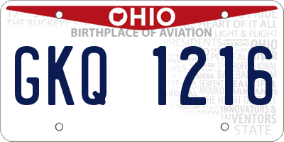 OH license plate GKQ1216