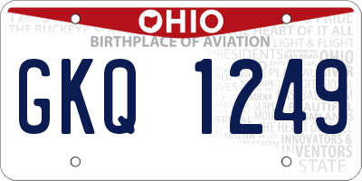 OH license plate GKQ1249