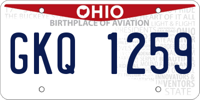 OH license plate GKQ1259