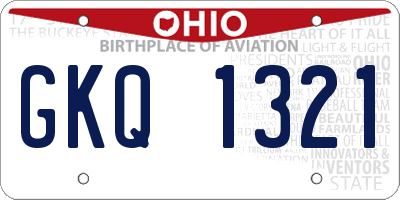 OH license plate GKQ1321