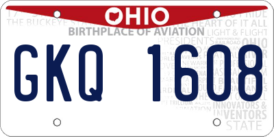 OH license plate GKQ1608