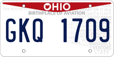 OH license plate GKQ1709