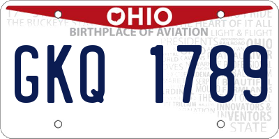 OH license plate GKQ1789
