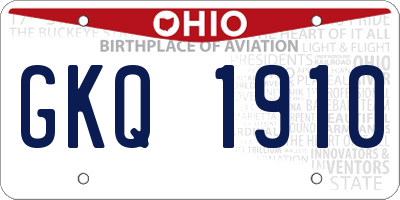OH license plate GKQ1910