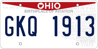 OH license plate GKQ1913