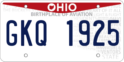 OH license plate GKQ1925