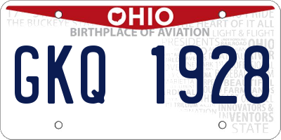 OH license plate GKQ1928