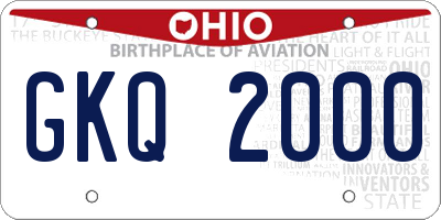 OH license plate GKQ2000