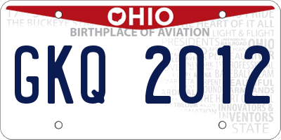 OH license plate GKQ2012