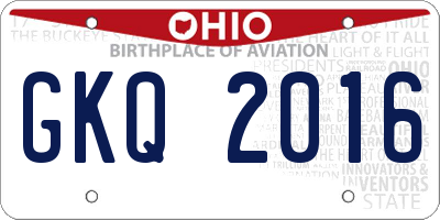 OH license plate GKQ2016