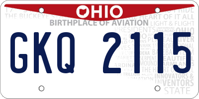OH license plate GKQ2115