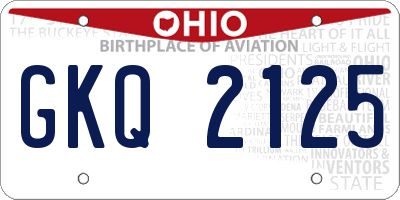 OH license plate GKQ2125