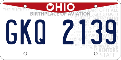 OH license plate GKQ2139