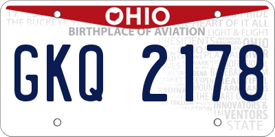 OH license plate GKQ2178