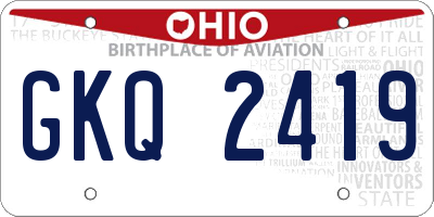 OH license plate GKQ2419
