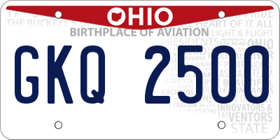 OH license plate GKQ2500