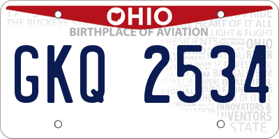 OH license plate GKQ2534