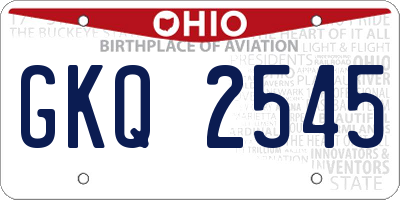 OH license plate GKQ2545