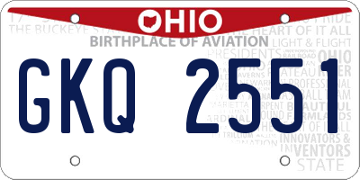 OH license plate GKQ2551