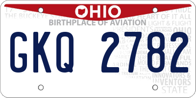 OH license plate GKQ2782