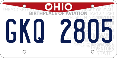 OH license plate GKQ2805