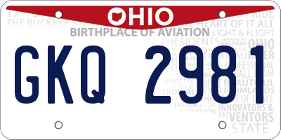 OH license plate GKQ2981
