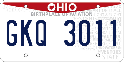 OH license plate GKQ3011