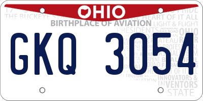 OH license plate GKQ3054