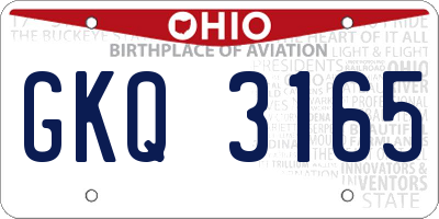OH license plate GKQ3165