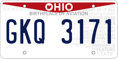 OH license plate GKQ3171