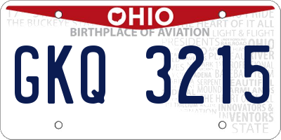 OH license plate GKQ3215