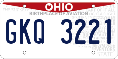 OH license plate GKQ3221