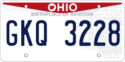 OH license plate GKQ3228