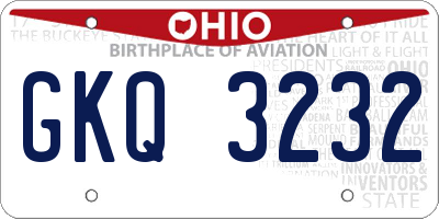 OH license plate GKQ3232