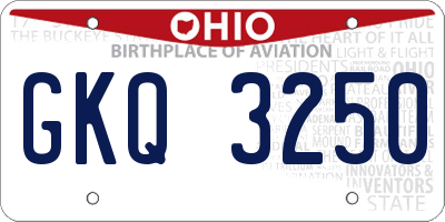 OH license plate GKQ3250