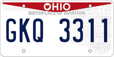 OH license plate GKQ3311