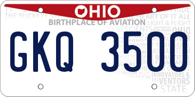 OH license plate GKQ3500