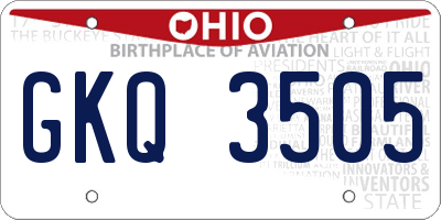 OH license plate GKQ3505