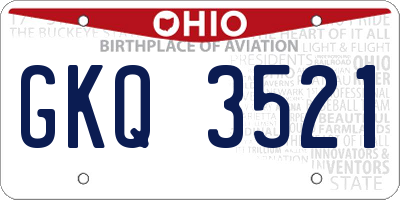 OH license plate GKQ3521