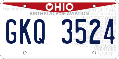 OH license plate GKQ3524