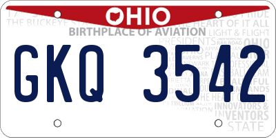 OH license plate GKQ3542